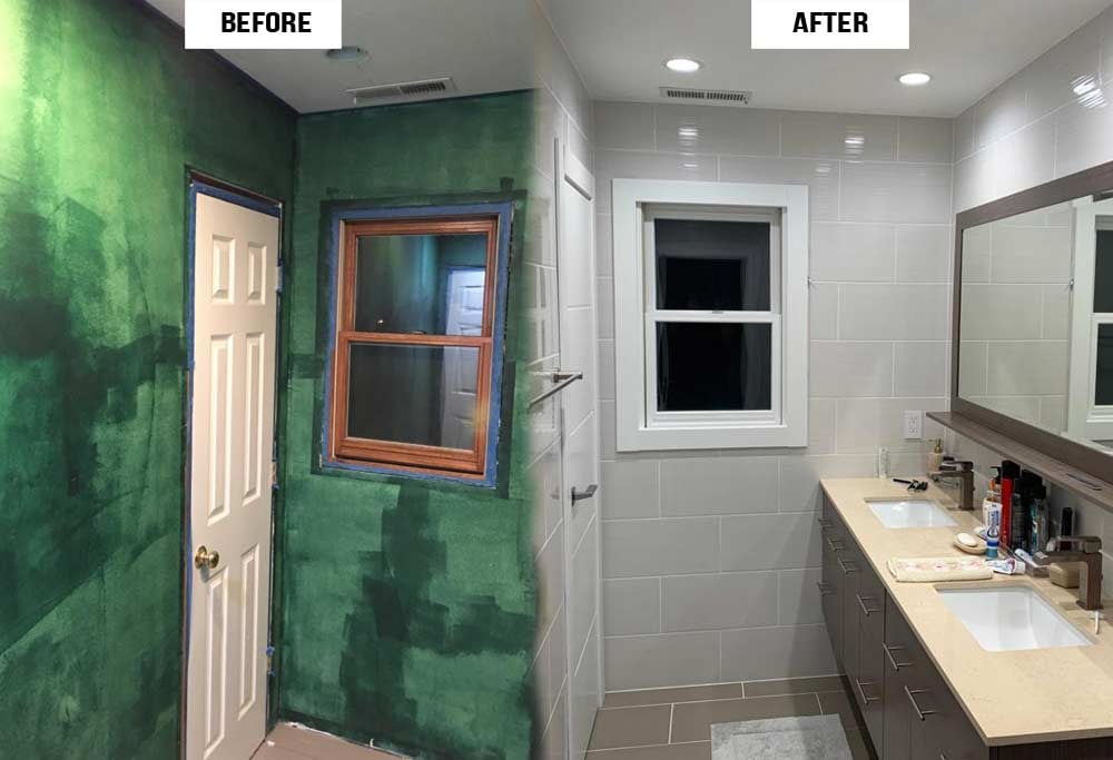 Bathroom Remodel transformation project by Envision Carpentry