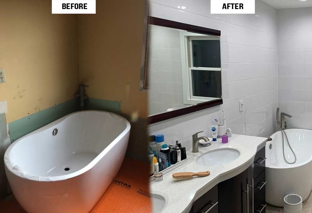 Modern Bathroom transformation project by Envision Carpentry